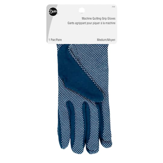 Dritz Machine Quilting Grip Gloves, Blue, Medium 3103